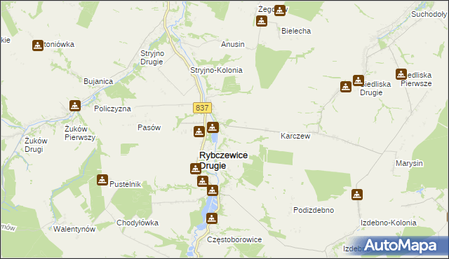 mapa Rybczewice Pierwsze, Rybczewice Pierwsze na mapie Targeo