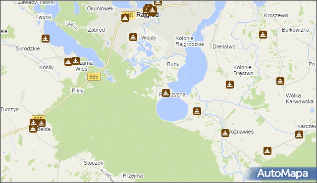 mapa Rybczyzna, Rybczyzna na mapie Targeo