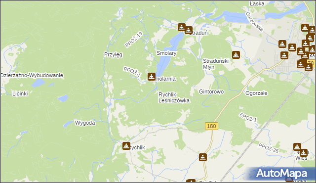 mapa Rychlik Leśniczówka, Rychlik Leśniczówka na mapie Targeo