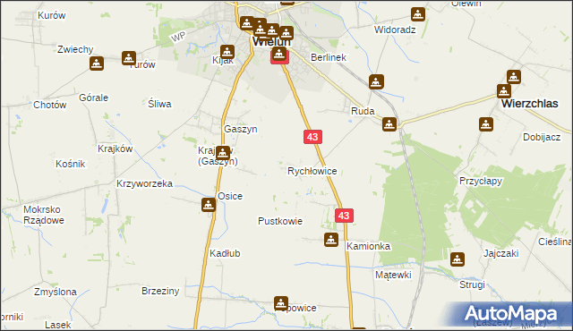 mapa Rychłowice, Rychłowice na mapie Targeo