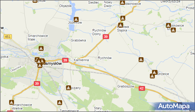 mapa Rychnów gmina Namysłów, Rychnów gmina Namysłów na mapie Targeo