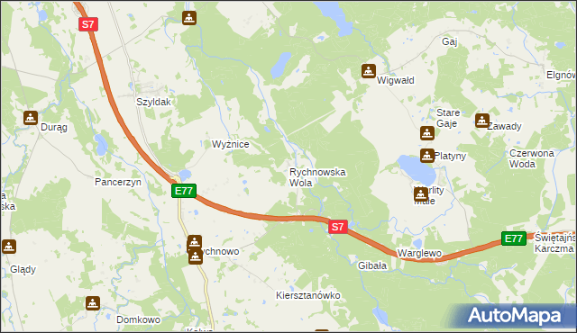 mapa Rychnowska Wola, Rychnowska Wola na mapie Targeo