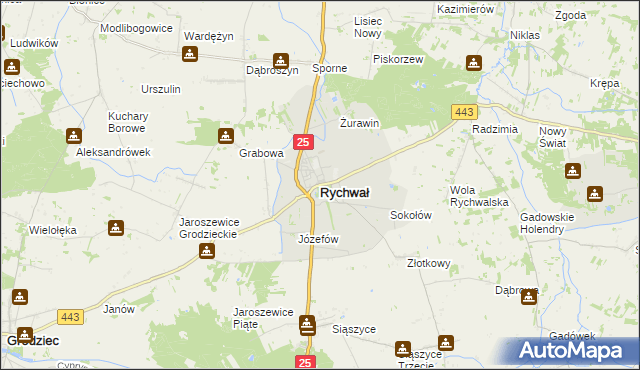 mapa Rychwał, Rychwał na mapie Targeo