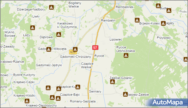 mapa Rycice, Rycice na mapie Targeo