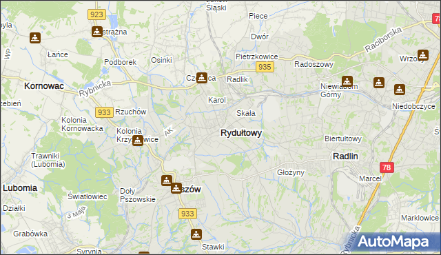 mapa Rydułtowy, Rydułtowy na mapie Targeo