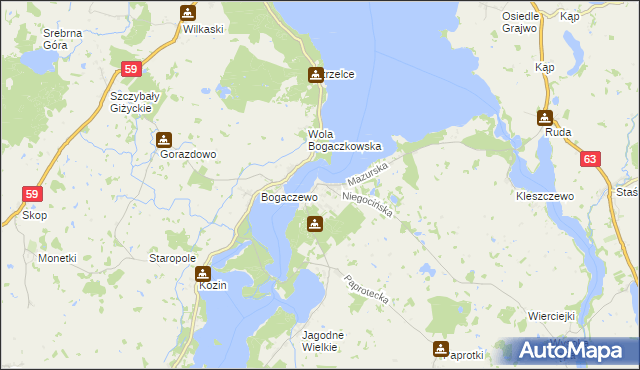 mapa Rydzewo gmina Miłki, Rydzewo gmina Miłki na mapie Targeo