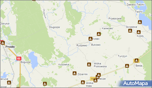 mapa Rydzewo gmina Rajgród, Rydzewo gmina Rajgród na mapie Targeo