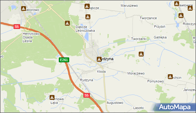 mapa Rydzyna powiat leszczyński, Rydzyna powiat leszczyński na mapie Targeo