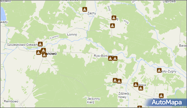 mapa Ryki-Borkowo, Ryki-Borkowo na mapie Targeo