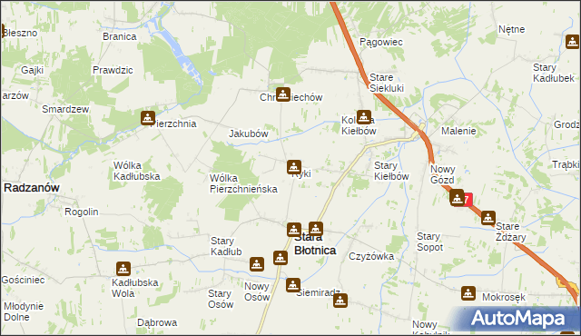 mapa Ryki gmina Stara Błotnica, Ryki gmina Stara Błotnica na mapie Targeo