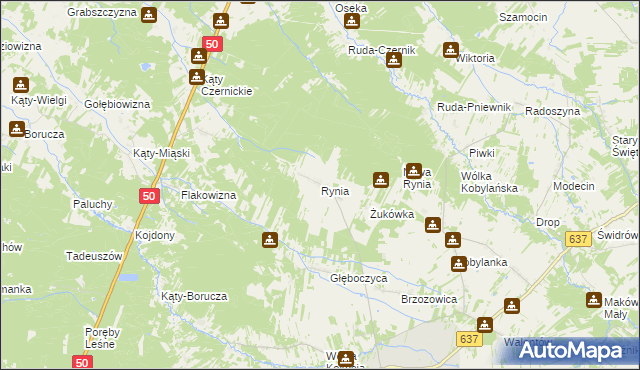 mapa Rynia gmina Dobre, Rynia gmina Dobre na mapie Targeo