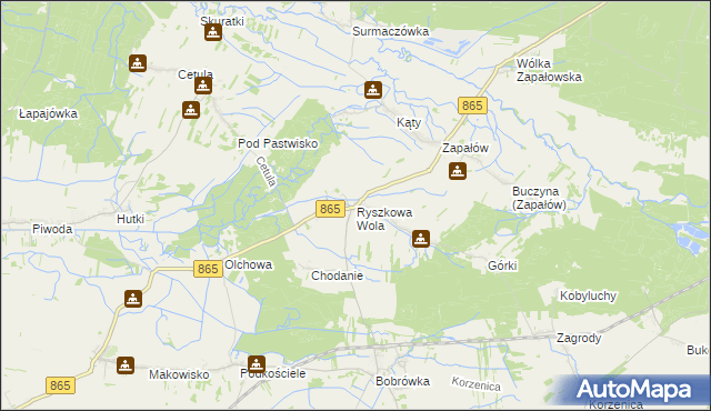 mapa Ryszkowa Wola, Ryszkowa Wola na mapie Targeo