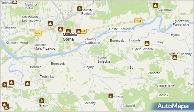 mapa Rytele Święckie, Rytele Święckie na mapie Targeo