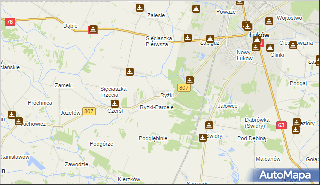 mapa Ryżki, Ryżki na mapie Targeo