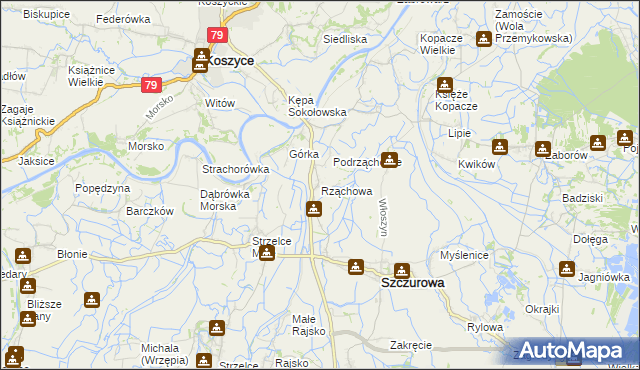 mapa Rząchowa, Rząchowa na mapie Targeo