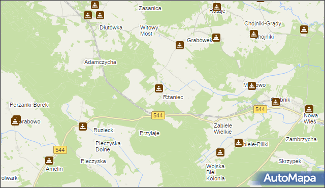 mapa Rżaniec, Rżaniec na mapie Targeo