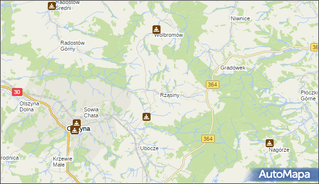 mapa Rząsiny, Rząsiny na mapie Targeo