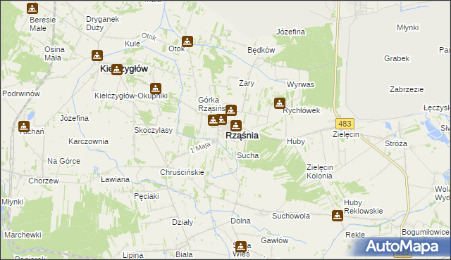 mapa Rząśnia, Rząśnia na mapie Targeo