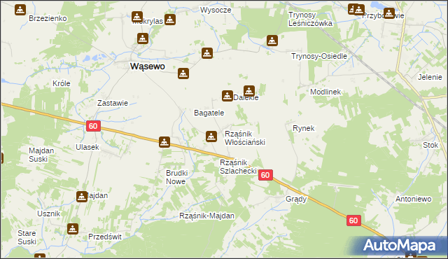 mapa Rząśnik Włościański, Rząśnik Włościański na mapie Targeo