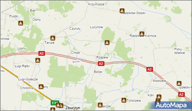 mapa Rzążew, Rzążew na mapie Targeo