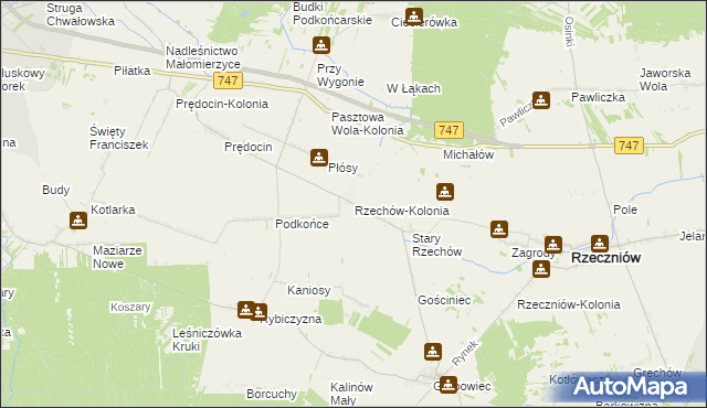 mapa Rzechów-Kolonia, Rzechów-Kolonia na mapie Targeo