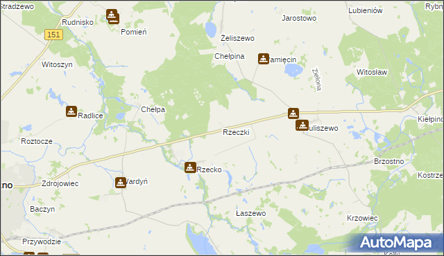 mapa Rzeczki gmina Choszczno, Rzeczki gmina Choszczno na mapie Targeo