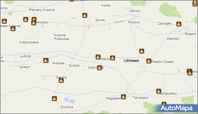 mapa Rzeczyca gmina Ulhówek, Rzeczyca gmina Ulhówek na mapie Targeo