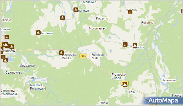 mapa Rzeczyca Mała, Rzeczyca Mała na mapie Targeo
