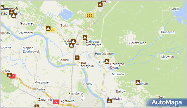 mapa Rzeczyca Okrągła, Rzeczyca Okrągła na mapie Targeo