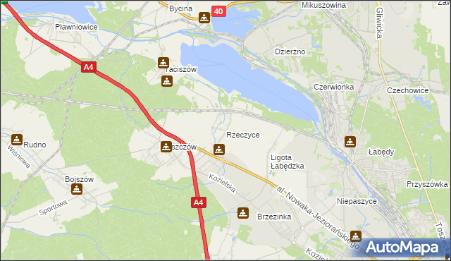 mapa Rzeczyce gmina Rudziniec, Rzeczyce gmina Rudziniec na mapie Targeo