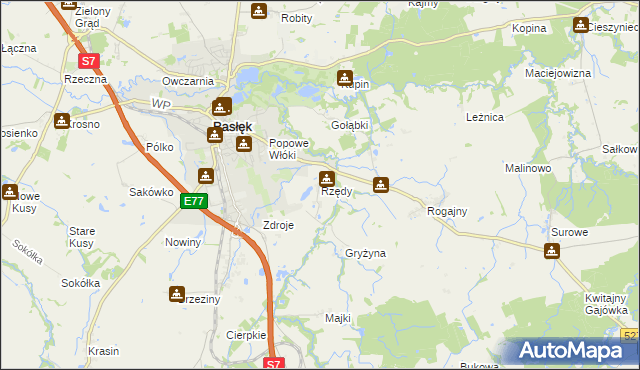 mapa Rzędy, Rzędy na mapie Targeo