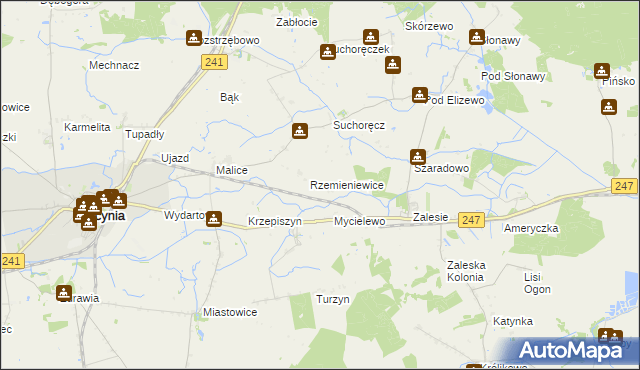 mapa Rzemieniewice gmina Szubin, Rzemieniewice gmina Szubin na mapie Targeo