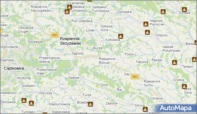 mapa Rzepiennik Biskupi, Rzepiennik Biskupi na mapie Targeo