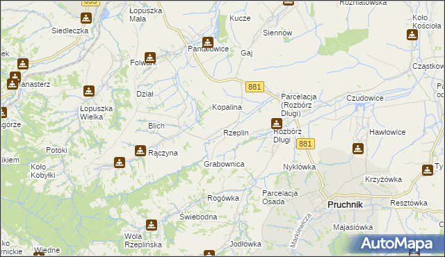 mapa Rzeplin gmina Pruchnik, Rzeplin gmina Pruchnik na mapie Targeo