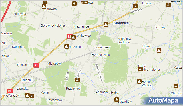 mapa Rzerzęczyce, Rzerzęczyce na mapie Targeo