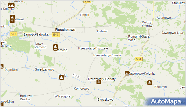 mapa Rzeszotary-Chwały, Rzeszotary-Chwały na mapie Targeo