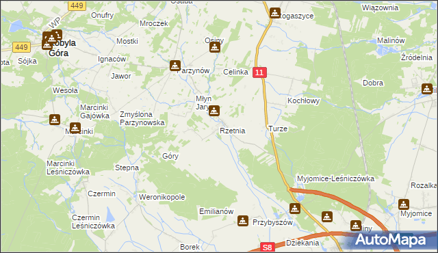 mapa Rzetnia, Rzetnia na mapie Targeo