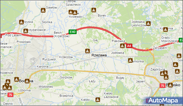 mapa Rzezawa, Rzezawa na mapie Targeo