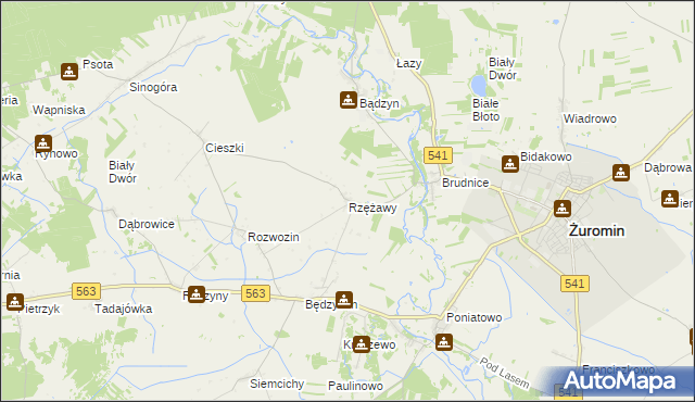 mapa Rzężawy gmina Żuromin, Rzężawy gmina Żuromin na mapie Targeo