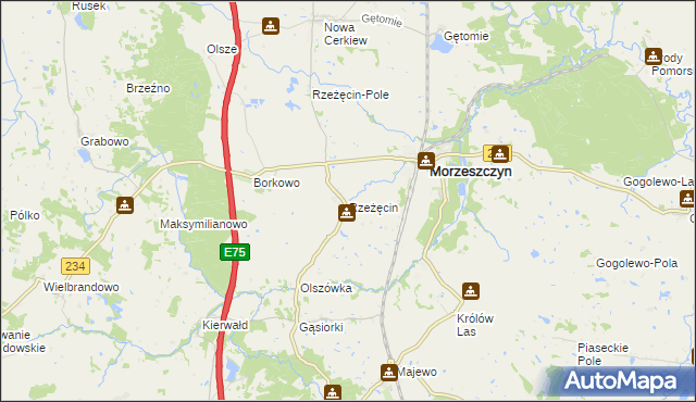 mapa Rzeżęcin, Rzeżęcin na mapie Targeo