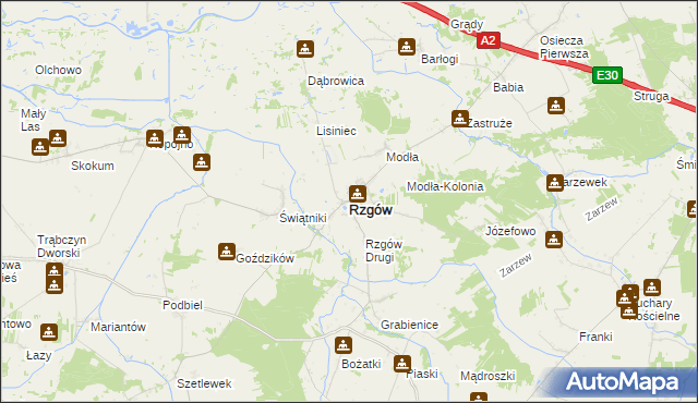 mapa Rzgów powiat koniński, Rzgów powiat koniński na mapie Targeo