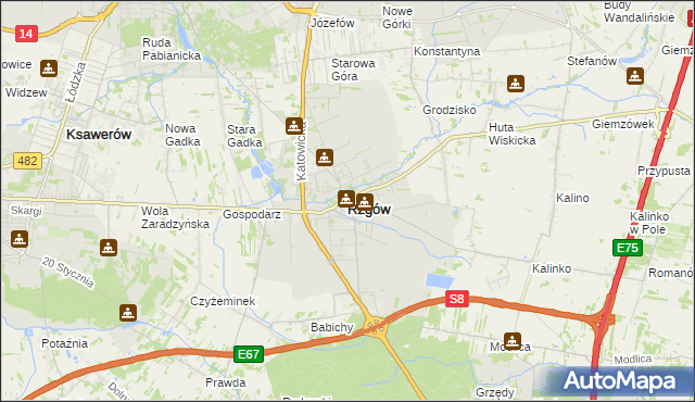 mapa Rzgów powiat łódzki wschodni, Rzgów powiat łódzki wschodni na mapie Targeo