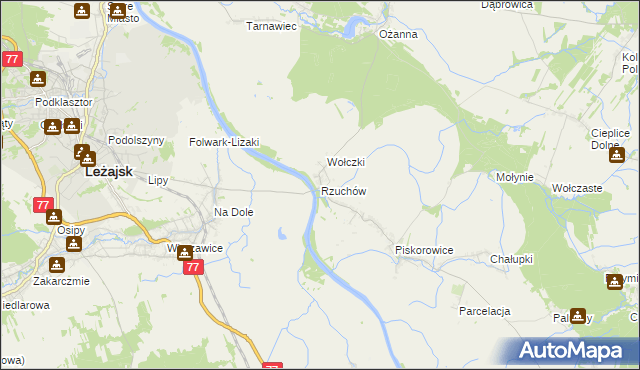 mapa Rzuchów gmina Leżajsk, Rzuchów gmina Leżajsk na mapie Targeo