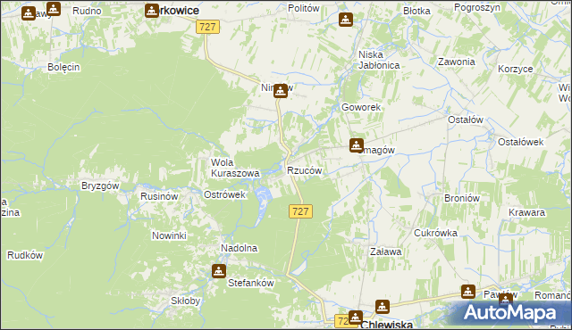 mapa Rzuców, Rzuców na mapie Targeo