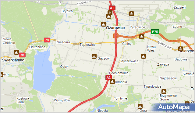 mapa Sączów, Sączów na mapie Targeo