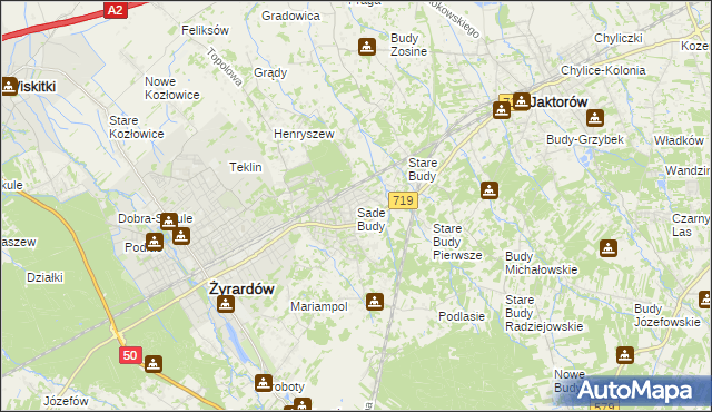 mapa Sade Budy, Sade Budy na mapie Targeo
