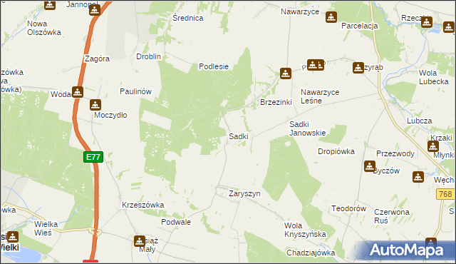 mapa Sadki gmina Wodzisław, Sadki gmina Wodzisław na mapie Targeo