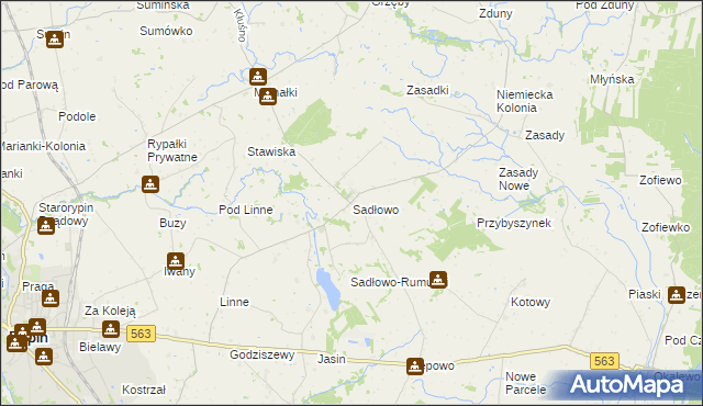 mapa Sadłowo gmina Rypin, Sadłowo gmina Rypin na mapie Targeo