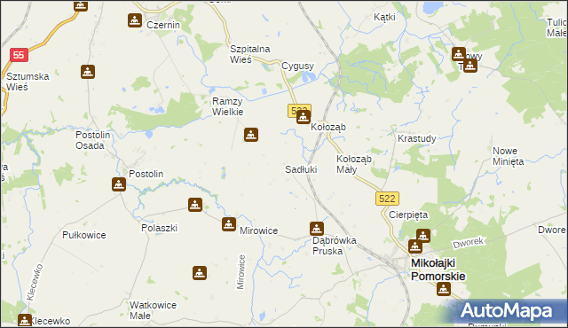 mapa Sadłuki, Sadłuki na mapie Targeo