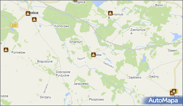 mapa Sądów gmina Dolice, Sądów gmina Dolice na mapie Targeo